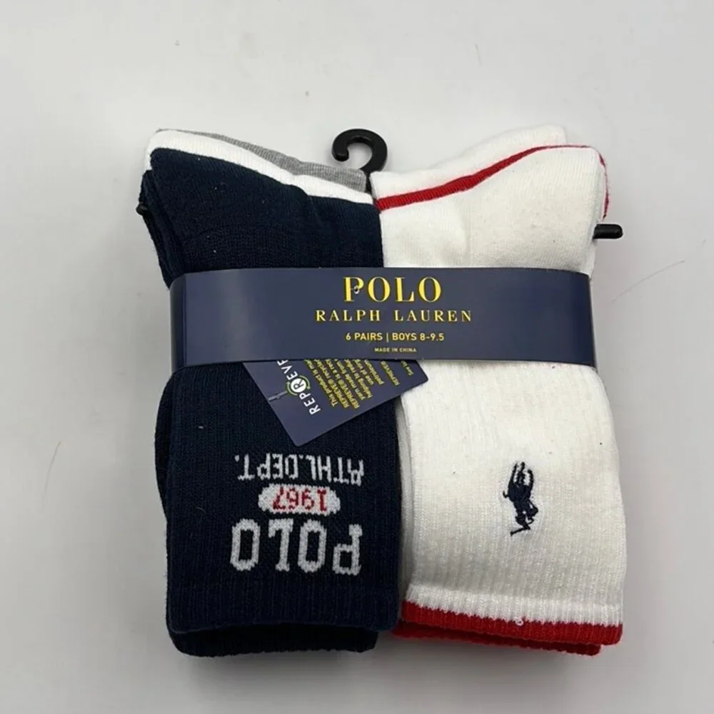 Polo Ralph Lauren Logo Crew Socks 6 Pack Assorted
